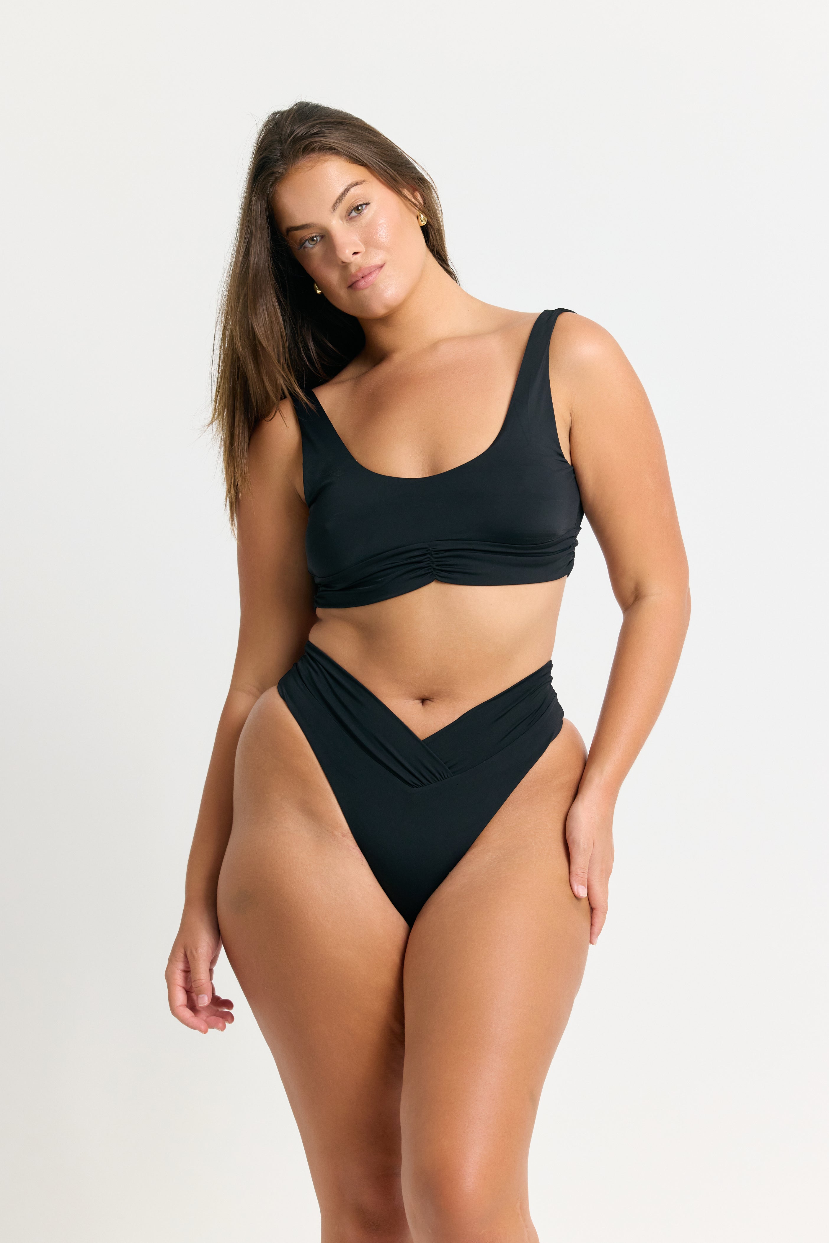 High Waisted Bikini Bottom in Black