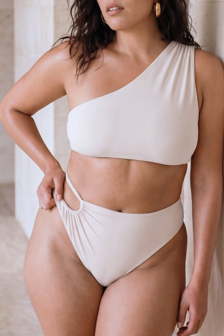 Sloane Ruched Cutout Bottom - Coconut
