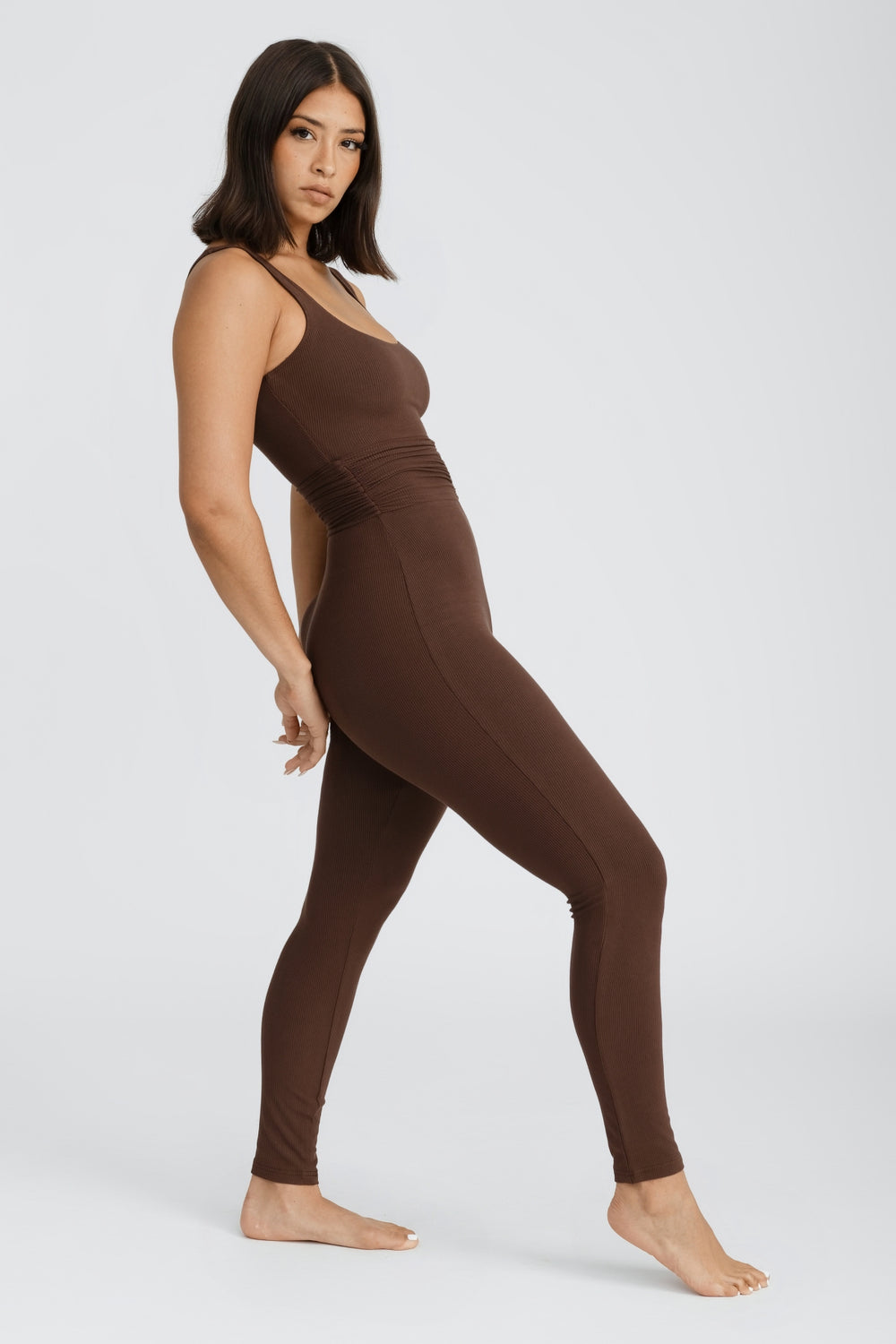 Ruched Muscle Tank Romper