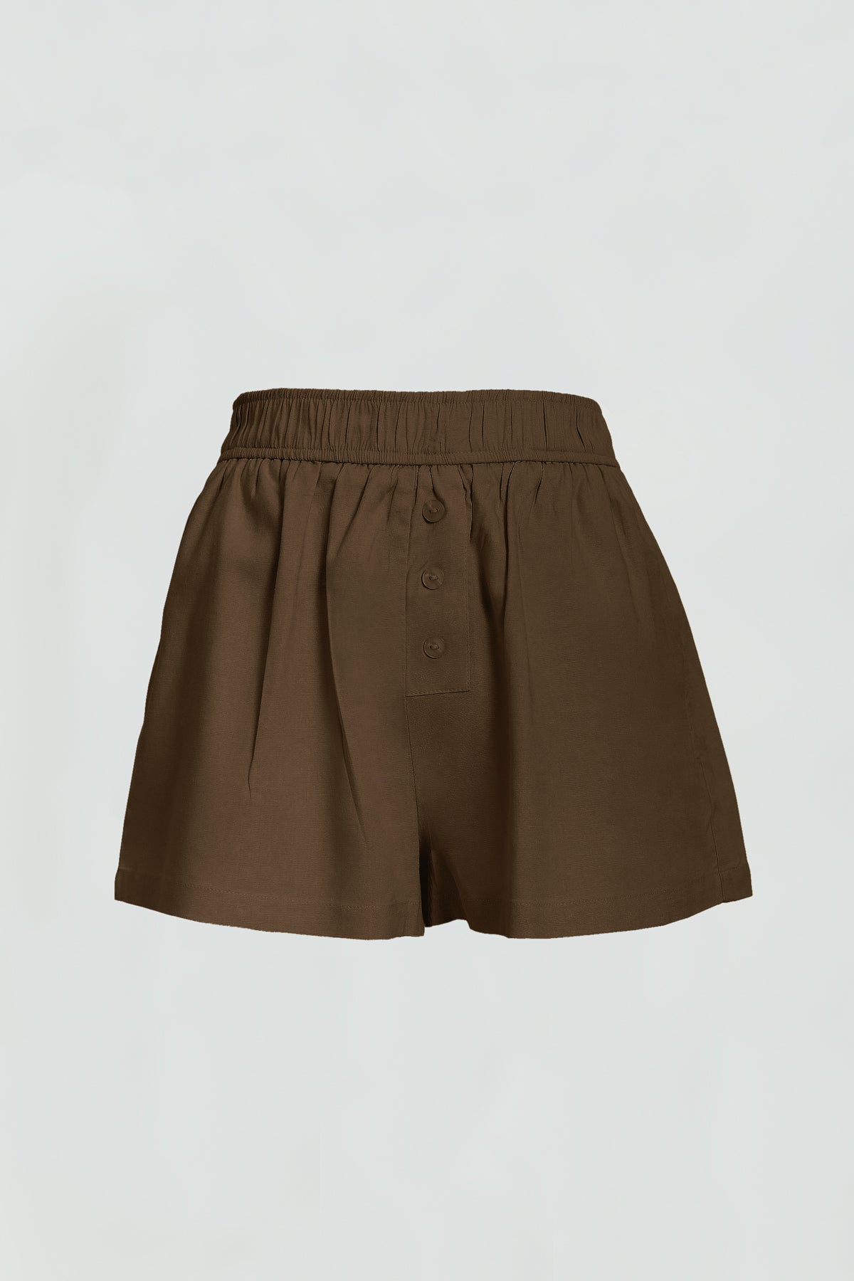 Brown Linen Boxer Short with Elastic Waistband