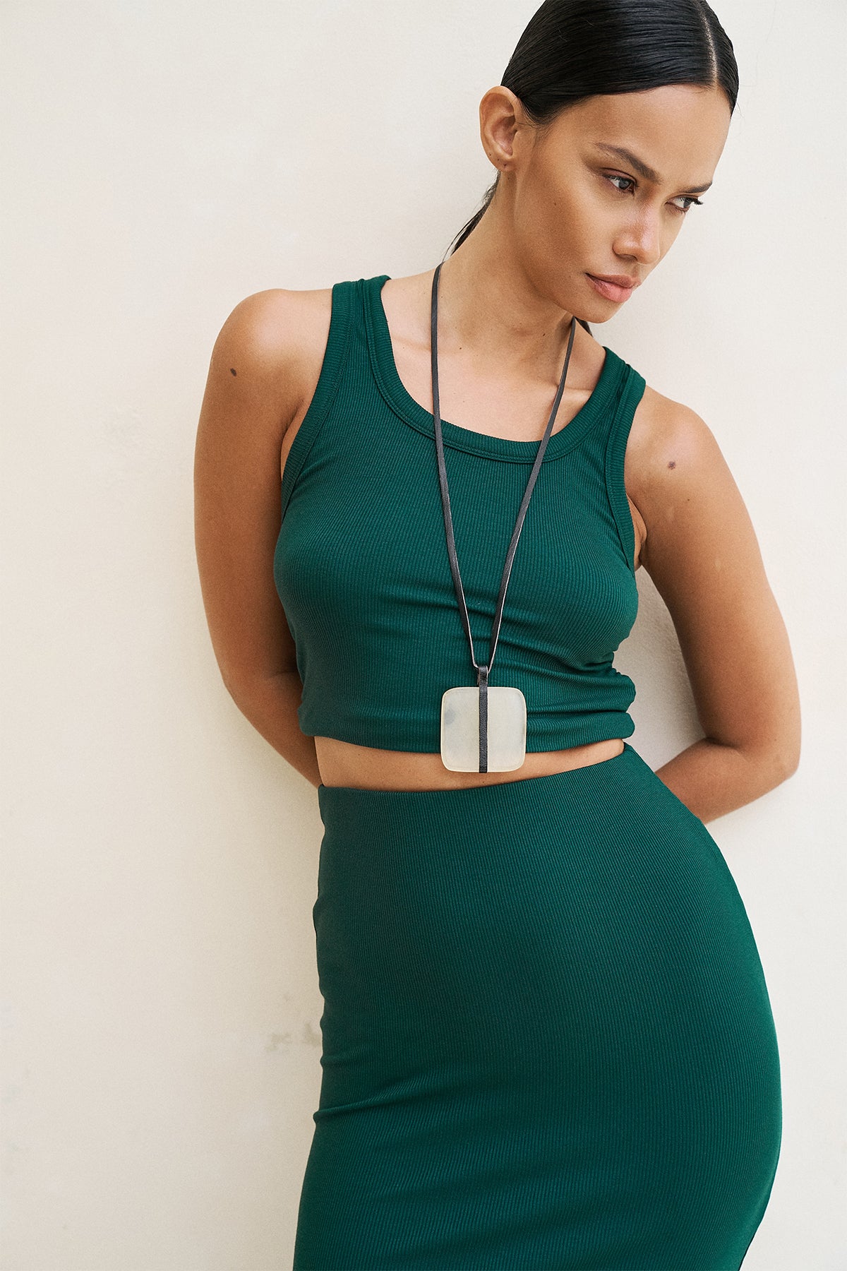 Soft Ribbed Tank Top in Forest Green