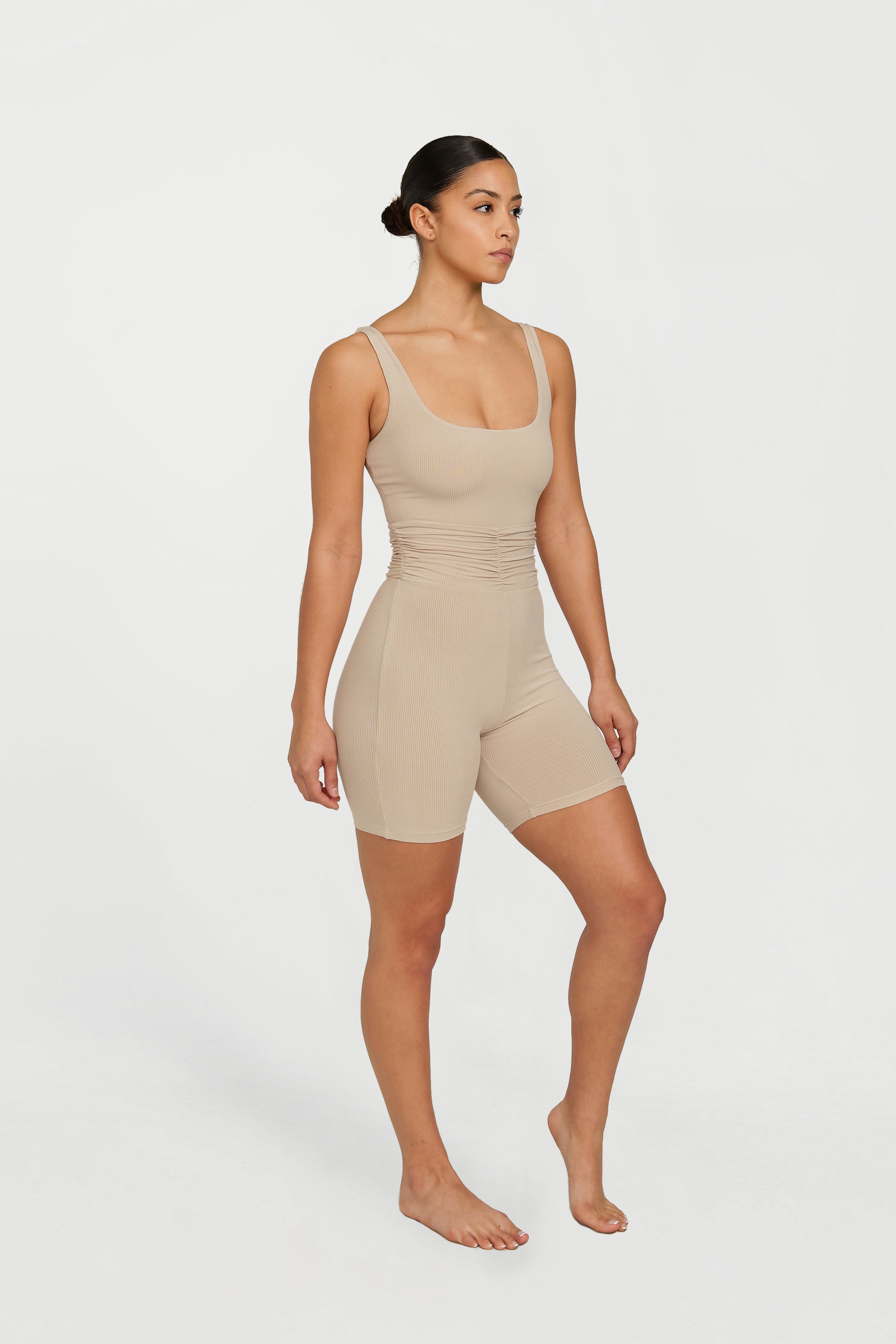 Gia Ruched Romper - Coconut